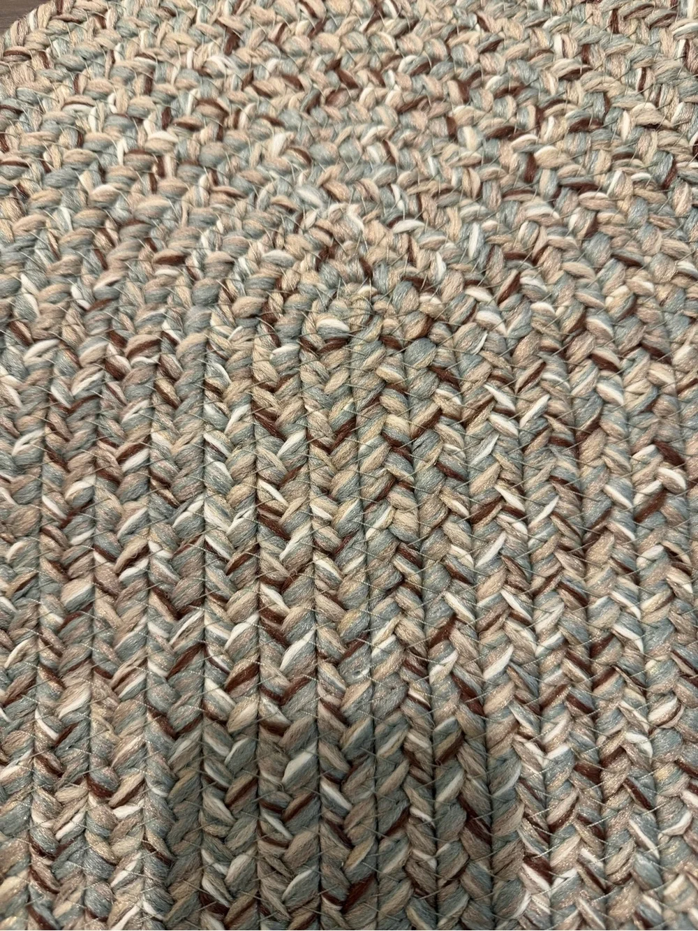 Capel Rugs Woven Oval Braided Rug in Natural & Light Blue
